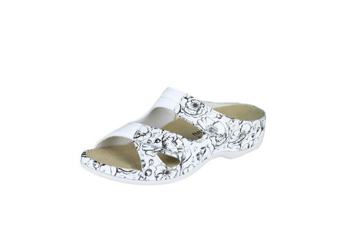 Berkemann Slides & slippers Janna E-H 01027-013 Wit/Bloemenpr. White